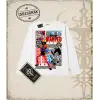 One Piece Anime Karakterleri  Biskilet Yaka  Long Sleeve Beyaz