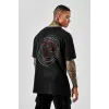Oversize Bohemian Baskılı Siyah Tshirt NRAGE194