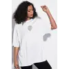 Oversize Cingulomania Baskılı Beyaz Tshirt NRAGE192