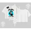 Oversize Crop Tshirt Anime Cyberpunk Kız Baskılı