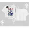 Oversize Crop Tshirt Anime Kız Desenli Japon Tarzı