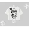 Oversize Crop Tshirt Best Friends Forever Baskılı Sevimli Tasarım