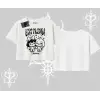 Oversize Crop Tshirt Best Friends Forever Baskılı Sevimli Tasarım
