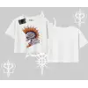 Oversize Crop Tshirt Burning Skull Rebel Street Anthem