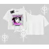 Oversize Crop Tshirt Games Schoolgirl Anime Baskılı