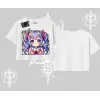 Oversize Crop Tshirt Hello Anime Kız Sevimli Karakter Baskılı