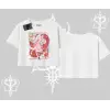 Oversize Crop Tshirt Madness Unleashed Anime Girl Baskılı
