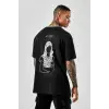 Oversize Mick Jagger Baskılı Siyah Tshirt NRAGE204