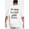 Oversize Murky Baskılı Beyaz Tshirt NRAGE228