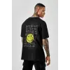 Oversize Nirvana Type Baskılı Siyah Tshirt NRAGE206