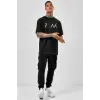 Oversize Peak Baskılı Siyah Tshirt NRAGE131