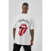 Oversize Rolling Stones Baskılı Beyaz Tshirt NRAGE210