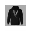 Oversize Vikings Siyah Hoodie