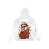 Panda Fire Oversize Unisex Kapüşonlu Sweatshirt Hoodie Beyaz