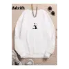 Panda Renkli Oversize Bisiklet Yaka Pamuklu Sweatshirt Beyaz