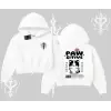 Paw Sitive Kedi Arka Baskılı Kapşonlu Crop Sweatshirt
