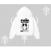 Paw Sitive Kedi Arka Baskılı Kapşonlu Crop Sweatshirt