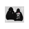 Paw Sitive Kedi Arka Baskılı Kapşonlu Sweatshirt