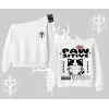 Paw Sitive Kedi Arka Baskılı Kayık Yaka Sweatshirt
