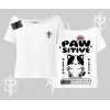 Paw Sitive Kedi Arka Baskılı Kayık Yaka Tshirt