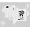 Paw Sitive Kedi Arka Baskılı Oversize Crop Tshirt
