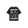 RAVE Unisex Oversize Yazılı Tshirt SİYAH