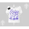 Relax Kedi Baskılı Kayık Yaka Tshirt