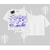 Relax Kedi Baskılı Oversize Crop Tshirt