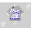 Relax Kedi Baskılı Oversize Tshirt - Çocuk