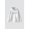 Reverse Taş Baskılı Oversize Unisex Beyaz