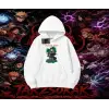 Rock Lee Naruto Anime Karakter Oversize Unisex Kapşonlu Sweatshirt Beyaz