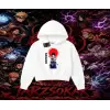 Sasuke uchiha Naruto Anime Karakter Kadın Crop Kapşonlu Sweatshirt Beyaz