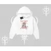 Serene Beauty Kedi Baskılı  Kapşonlu Crop Sweatshirt