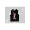 Serene Beauty Kedi Baskılı Kolsuz Tshirt