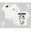 Sevimli Kedi Çizimli Arka Baskılı Babby Tee Tshirt
