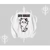 Sevimli Kedi Çizimli Arka Baskılı Biskilet Sweatshirt