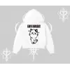 Sevimli Kedi Çizimli Arka Baskılı Kapşonlu Crop Sweatshirt