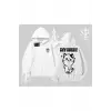Sevimli Kedi Çizimli Arka Baskılı Kapşonlu Sweatshirt