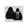 Sevimli Kedi Çizimli Arka Baskılı Kapşonlu Sweatshirt