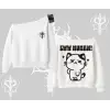 Sevimli Kedi Çizimli Arka Baskılı Kayık Yaka Sweatshirt