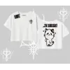 Sevimli Kedi Çizimli Arka Baskılı Oversize Crop Tshirt