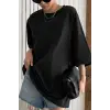 Siyah Basic Düz Baskısız Oversize Salas Boyfriend Kadın
