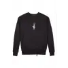 Siyah Geyik Baskılı 0 Yaka Pamuklu Unisex Sweatshirt