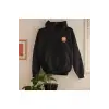 Siyah Kapşonlu Baykuş Baskılı Pamuklu Oversıze Sweatshirt