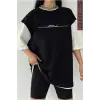 Siyah Oversize Çift Renk ATTİUDE Baskılı Unisex Tshirt