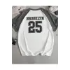 Siyah Oversize Çift Renk Brooklyn Baskılı Unisex Tshirt