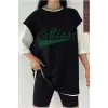 Siyah Oversize Çift Renk CEL  Baskılı Unisex Tshirt