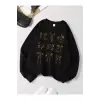 Siyah Retro Leopar Baskı Yay