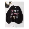 Siyah Retro Leopar Baskı Yay