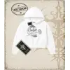 SKULL   Kadın Crop Kapşonlu Sweatshirt